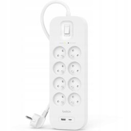 Prelungitor Surge Protector SurgePlus 8xFR 1xUSB-A 1xUSB-C 900J 2M