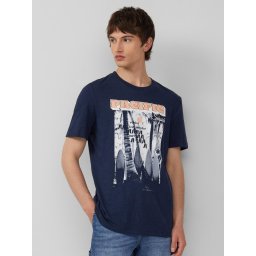 s.Oliver Tricou barbati cu decolteu la baza gatului, Regular Fit din bumbac, Bleumarin (SELECTATI MARIMEA: L)
