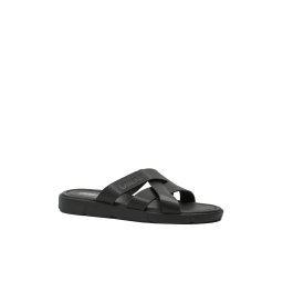 Saboți bărbați Otter negri cu barete crossover, din piele naturală OTR60008-42 EU