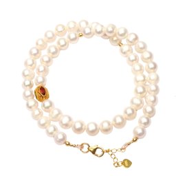 Colier din Perle de Cultura Rotunde 7-9 x 7-9 mm - Eleganta si Stralucire Divina - Accesorii de Argint 925 Aurit - Gold Filled - 1 Buc