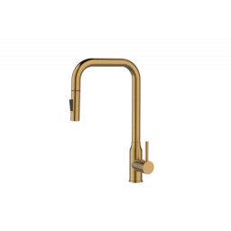 Baterie de bucatarie Alveus Bloom 1150849 cu furtun extractibil, alama, bronz