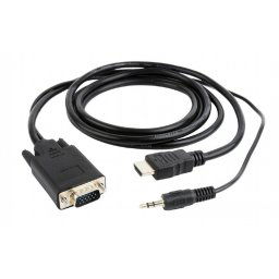 CABLU video GEMBIRD, splitter HDMI (T) la VGA (T) + Jack 3.5mm (T), 1.8m, rezolutie maxima 1920x1080 la 60Hz, converteste semnal digital HDMI in analog VGA + audio 3.5 mm jack, negru, A-HDMI-VGA-03-6