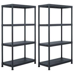 Rafturi de depozitare, 2 buc. negru, 60 x 30 x 138 cm plastic GartenMobel Dekor
