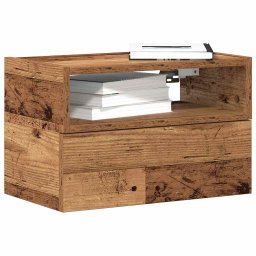 Noptiera de perete, Lemn vechi, 45x26x28,5 cm GartenMobel Dekor