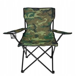 Scaun pliabil gradina, camping, pescuit, camuflaj verde, cu suport pahar/sticla, husa, max 120 kg, 50x50x80 cm, Chomik