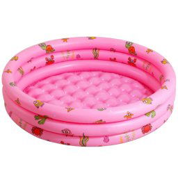 Piscina gonflabila cu podea gonflabila, trei inele roz, 130 cm