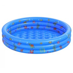 Piscina gonflabila cu podea gonflabila, trei inele albastru, 130 cm