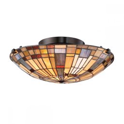Plafoniera Tiffany Inglenook QZ-INGLENOOK-F-SMALL, 2xE27, D40,7cm, bronz