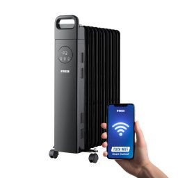Calorifer electric cu ulei OH8099, 11 elementi, 2500W, afisaj LED, conexiune WiFi, termostat, telecomanda, negru