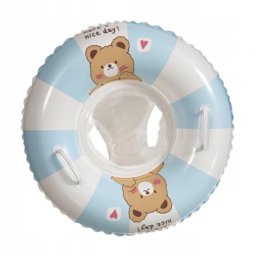 Colac Gonflabil pentru Copii cu Scaunel Interior , Summer, Model Bleu cu Alb