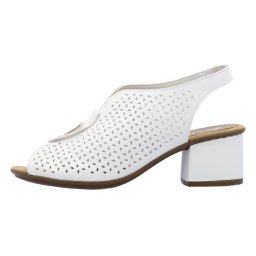 Sandale dama, Rieker, 64656-80-Alb, casual, piele ecologica, cu toc, alb (Marime: 41)