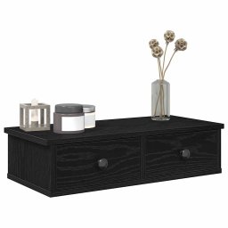 Raft de perete cu sertare negru 60x25x15 cm lemn prelucrat GartenMobel Dekor