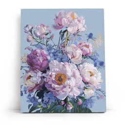 Set pictura pe numere, cu sasiu, Reverie de bujori, 40x50 cm