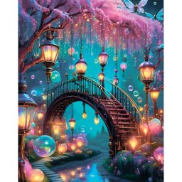 Set pictura pe numere, cu sasiu, Aleea fermecata, 40x50 cm