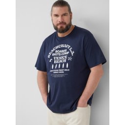 s.Oliver Big Sizes Tricou barbati big sizes din bumbac cu imprimeu text, Bleumarin inchis (SELECTATI MARIMEA: 2XL)