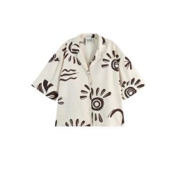 SCOTCH & SODA Cămaşă Linen Printed Sleeve U9A00634T SCU208 inky sun linen