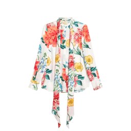 TED BAKER Top Luusile Scarf Detail Printed Long Sleeve 280561 white