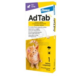AdTab antiparazitare externă pisici, comprimate masticabile 1 buc / greutate pisică între 0,5-2 kg