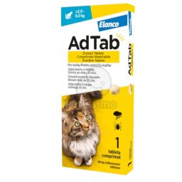 AdTab antiparazitare externă pisici, comprimate masticabile 1 buc / greutate pisică între 2-8 kg