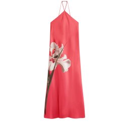 TED BAKER Rochie Ajima Halter Neck Bias Cut Maxi 279201 coral