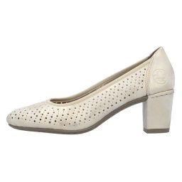 Pantofi dama, Rieker, 41057-60-Bej, casual, piele ecologica, perforati, cu toc, bej (Marime: 41)