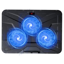 Cooler notebook max. 18.3 Inch, 3 ventilatoare 125mm, dual USB, 28db, flux aer ajustabil, reglabil pe inaltime, Negru