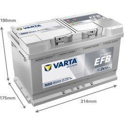 Baterie auto Varta Dynamic EFB 80Ah 800A N80 580500080