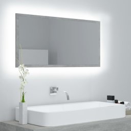 Oglinda de baie cu LED, gri beton, 90x8,5x37 cm, acril GartenMobel Dekor