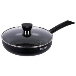Tigaie Rondell RDA-874 Arabesco 28cm cu capac, Neagra