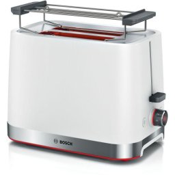 Prajitor de paine compact Bosch TAT4M221, setari pt decongelare si incalzire, suport pt incalzire chifle; high lift; oprire automata; rumenire uniforma; fara BPA pt elemente plastic; Alb