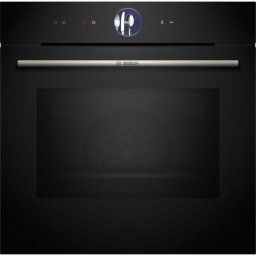 Cuptor incorporabil cu microunde BOSCH Seria 8 HMG7361B1, 60x60cm, 3600W (mw 800W), 67l, 30~300°C, Afisaj tactil TFT Plus, Control inel, 4D Hotair, Crisp, AirFry, Home Connect, Negru