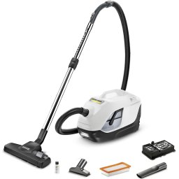 Aspirator cu filtrare prin apa Karcher DS 6,1.195-250.0, 650 W, 2 L, HEPA 12, perie suprefete dure, spatii inguste, tapiserie, Alb/Negru