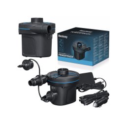 Pompa de aer electrica Bestway PowerTouch, pentru produse gonflabile, 220/12V, priza auto, 3 adaptoare