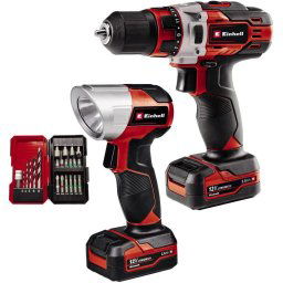 Einhell Burghiu cu acumulator TE-CD 12/1 +22+CL, 12V (rosu/negru, 2x Li-Ion baterie 2Ah, 22-piece)