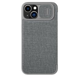 Husa Nillkin Qin Cloth Pro Case Case For iPhone 14 Plus Camera Protector Holster Cover Flip Case Gray