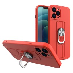 Husa Ring Case silicone case with finger grip and base for Xiaomi Poco M4 Pro 5G red