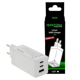 Incarcator GaN PATONA Premium USB PD65W alb 2xUSB-C 1xUSB-A 2642-P
