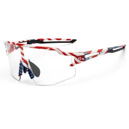 Rockbros Cycling Glasses Photochromic with UV Protection and Corrective Insert 14120008002 - USA Pattern - White