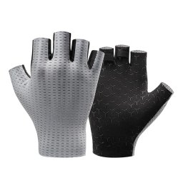 Rockbros Breathable Short Finger Cycling Gloves, Size: XL - Gray