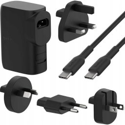 Incarcator retea si power bank 2 in 1 25W, 4800mAh, negru, cu cablu USB-C inclus