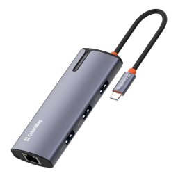 Docking Station KF2347545 - USB-A, RJ-45 Gigabit LAN, Argintiu