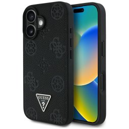 Husa Husa pentru iPhone 16 - Guess Peony Grained Hot Stamp Triangle MagSafe (GUHMP16SPGBTMK) - Black