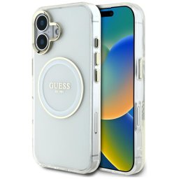 Husa Husa pentru iPhone 16 - IML Metal Colored Circle MagSafe (GUHMP16SHTDRCEDH) - White