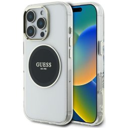Husa Husa pentru iPhone 16 Pro - Guess IML Metal Colored Circle MagSafe (GUHMP16LHTDRCEDK) - Black