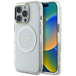 Husa Husa pentru iPhone 16 Pro Max - Guess IML Metal Colored Circle MagSafe (GUHMP16XHTDRCEDH) - White