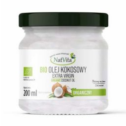 NatVita Bio Organic Extra Virgin Coconut Oil 200ml - SALE exp. 04/2026