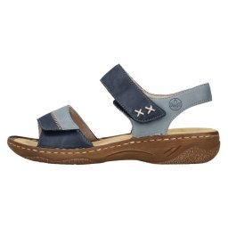 Sandale dama, Rieker, V2860-14-Albastru, casual, piele ecologica, cu talpa joasa, albastru (Marime: 37)