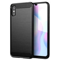 Husa Techsuit Carbon Silicone - Husă silicon - compatibil cu Xiaomi Redmi 9A / Redmi 9AT - culoare Negru