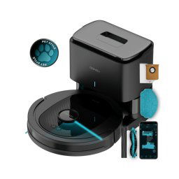 Aspirator robot Conga 8490 Ultimate Ultra, 4 in 1, 7000 Pa, Laser, Autonomie 170 minute, 2 perii centrale, Functie mop, baza autocuratare