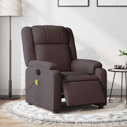 Fotoliu electric de masaj rabatabil, maro închis, textil GartenMobel Dekor